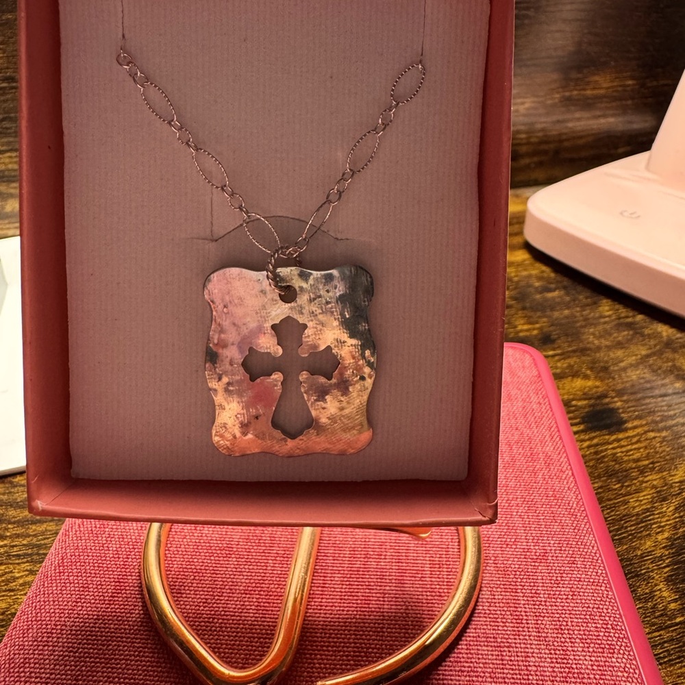 Repurposed Cattle Tag Bold Cross Silver Necklace